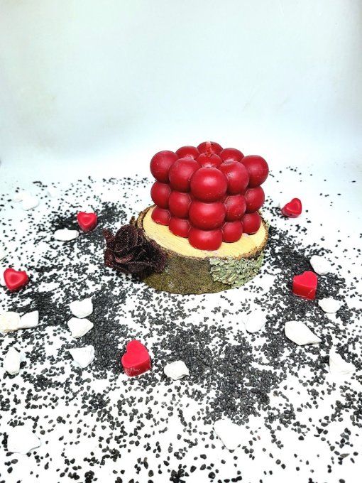 Bougie moulée grand Bubble Cerise noire explosive 